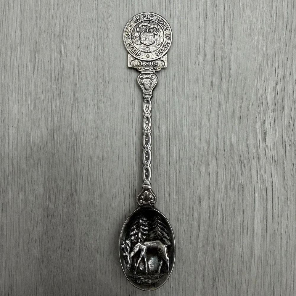 Idaho State Seal Souvenir Spoon Embossed Deer Bowl Vintage EPNS